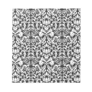 Black White Damask Lace Brocade Notepad