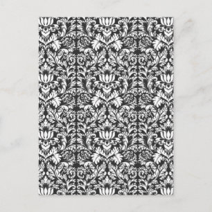 Black White Damask Lace Brocade Postcard