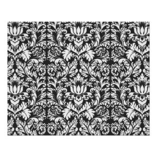 Black White Damask Lace Brocade Poster