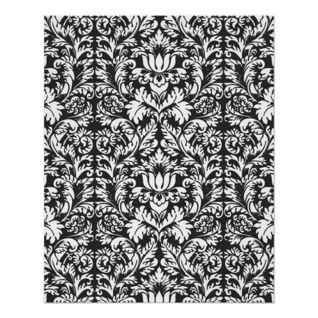 Black White Damask Lace Brocade Poster (Front)