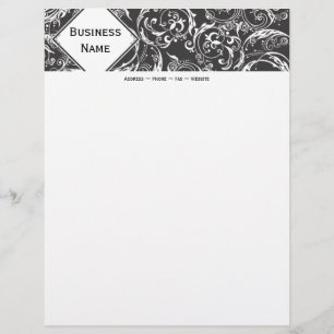 Black & White Damask Letterhead