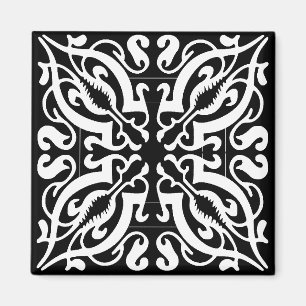 BLACK & WHITE Damask Magnet