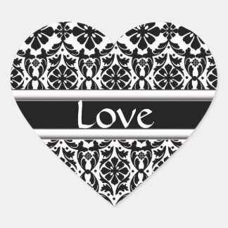 Black & White Damask Matching Love Stickers