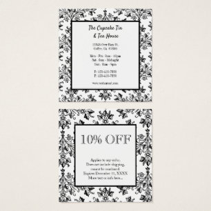 Black White Damask Pattern Custom Discount Cards