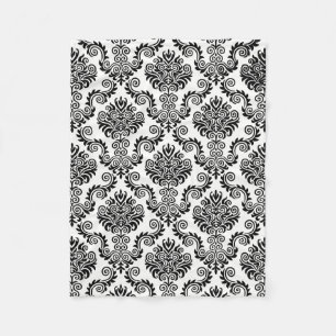 Black & White Damask Pattern{pick your colour} Fleece Blanket