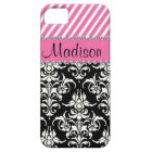 Black & White Damask / Pink Stipes Rhinestone Case
