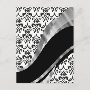 Black & white damask postcard