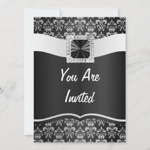 Black & white damask save the date
