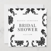 Black & White Damask Square Bridal Shower