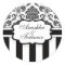 Black White Damask Stripe Wedding Sticker