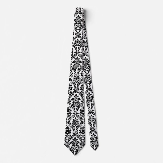 Black & White Damask Tie (Front)