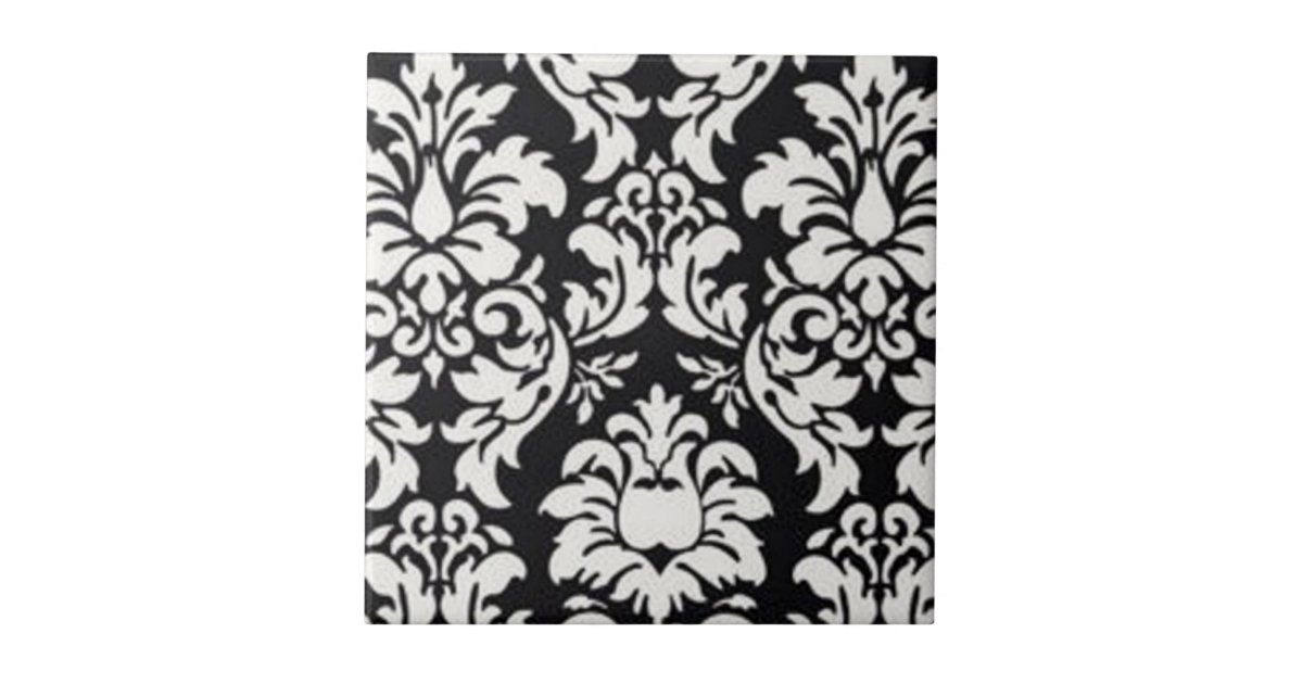 Black/White Damask Tile Zazzle
