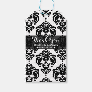 Black & White Damask Vintage Wedding Event Favour Gift Tags