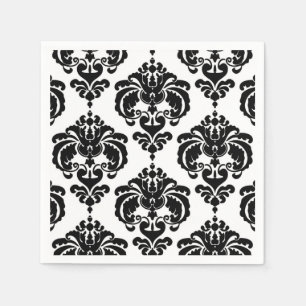 Black & White Damask Vintage Wedding Event Party Napkin