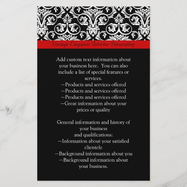 Black/White Damask w/ Ravishing Red Accent Flyer (Front)