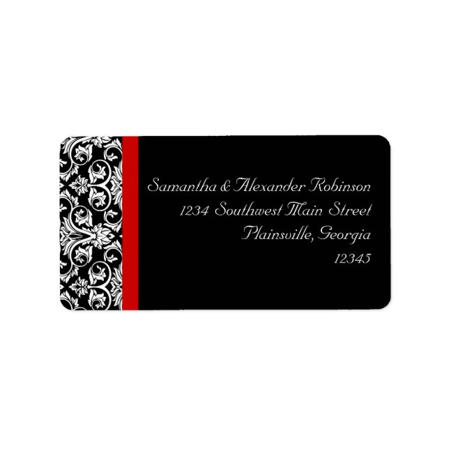 Black/White Damask w/ Ravishing Red Accent Label (Front)