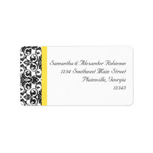 Black/White Damask w/Vibrant Yellow Label