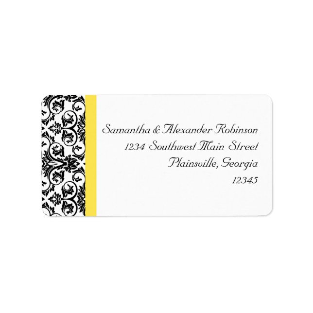 Black/White Damask w/Vibrant Yellow Label (Front)