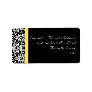 Black/White Damask w/Vibrant Yellow Label