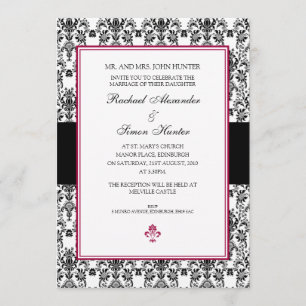 Black & White Damask Wedding Invitation