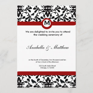 Black & White Damask Wedding Invitation