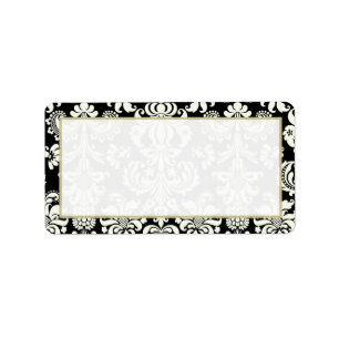 Black/White Damask Wedding Mailing Address Label