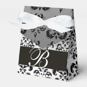 BLACK WHITE DAMASK WEDDING MONOGRAM Elegant  Favour Box
