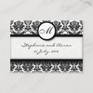 Black & White Damask Wedding Website Business Card