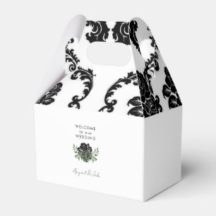 Black & White Damask Wedding Welcome Favour Box