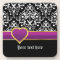Black white damask with purple band and heart