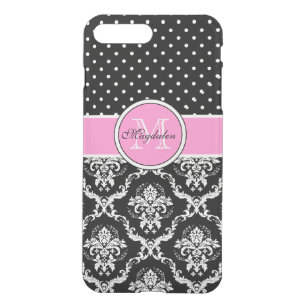 Black & White Damasks & Polka Dots Pattern iPhone 8 Plus/7 Plus Case