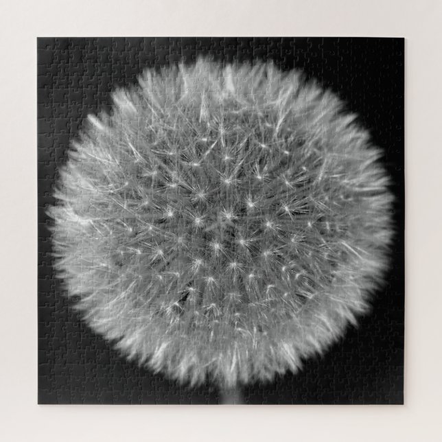 Black & White Dandelion Flower Seedhead Photo Jigsaw Puzzle (Vertical)
