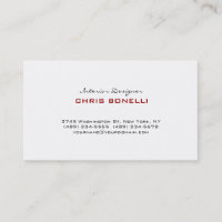 Black White Dark Red Trendy Cool Business Card