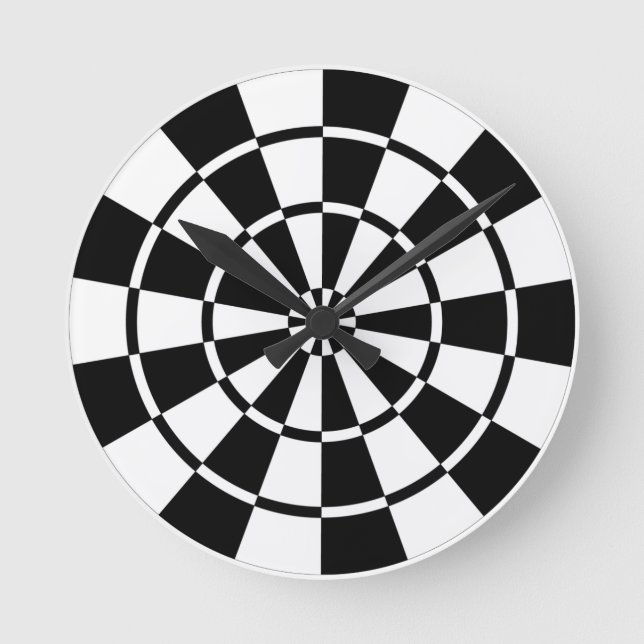 Black & White Dartboard Round Clock (Front)