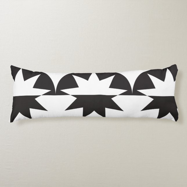 Black White Deco Star Sunburst Body Cushion (Front)