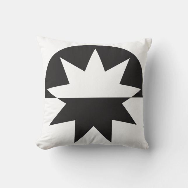 Black White Deco Star Sunburst Cushion (Front)