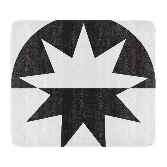 Black White Deco Star Sunburst Cutting Board (Front)