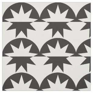 Black White Deco Star Sunburst Fabric