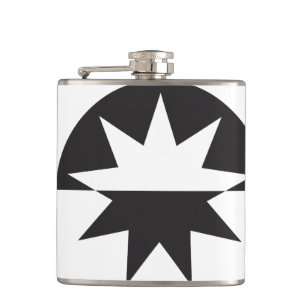 Black White Deco Star Sunburst Hip Flask