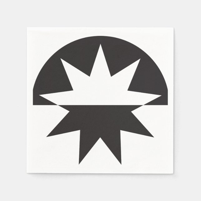 Black White Deco Star Sunburst Napkin (Front)