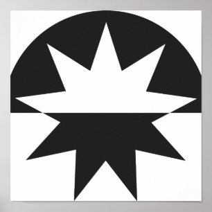 Black White Deco Star Sunburst Poster