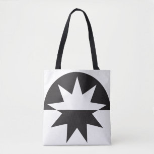 Black White Deco Star Sunburst Tote Bag