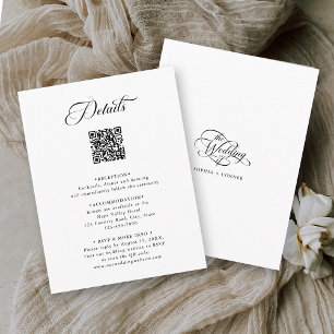 Black & White Delicate Elegant Wedding Details Enclosure Card