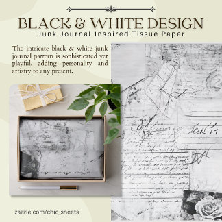 Black & White Design Junk Journal Inspired Tissue Paper