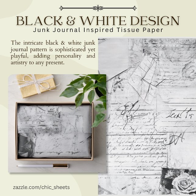  Black & White Design Junk Journal Inspired  Tissue Paper (Creator Uploaded)