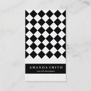 Black White Diagonal Chequered Squares Generic Business Card