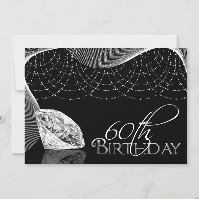 Black & White Diamond 60th Birthday Invitations (Front)