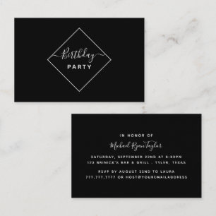 Black & White Diamond Birthday Party Ticket