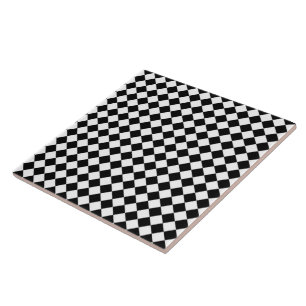 Black White Diamond Check pattern Tile