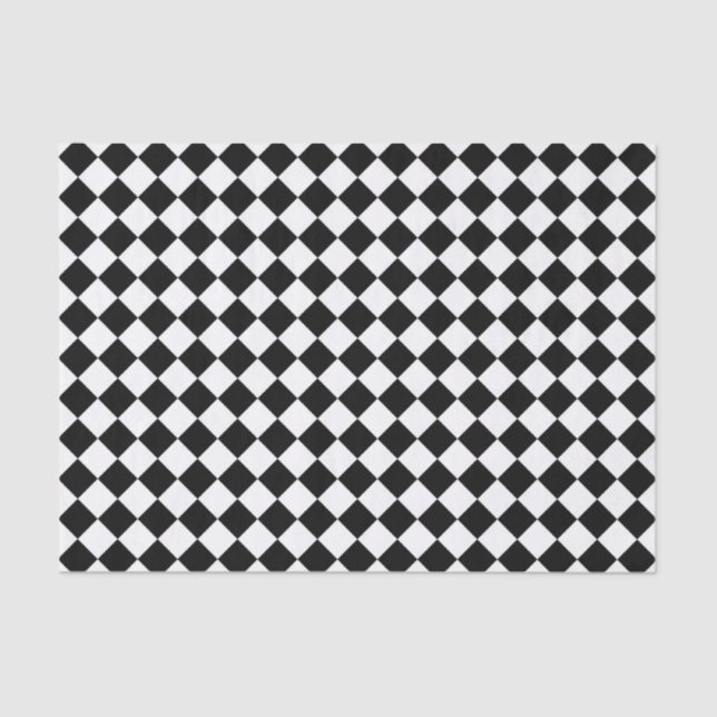 Black White Diamond Chequerboard Tissue Paper (Front)